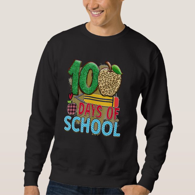 100 Days Of School Apple Pencil  Student Teacher Sweatshirt (Front)
