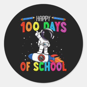100 Days Of School Astronaut Lovers  Classic Round Sticker