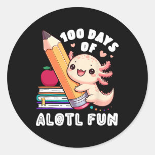 100 Days Of School Axolotl Happy 100th Day Teacher Classic Round Sticker