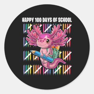 100 Days Of School Axolotl Kindergarten Costume Ki Classic Round Sticker