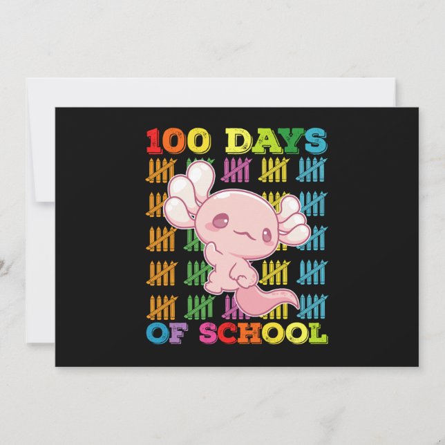 100 Days Of School Axolotl Teacher Invitation (Front)