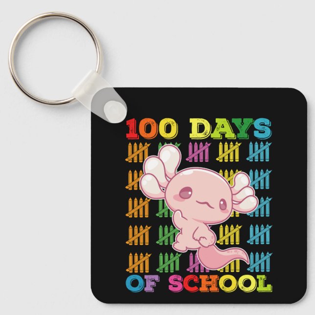 100 Days Of School Axolotl Teacher Key Ring (Front)