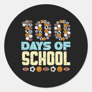 100 Days Of School Baketball Soccer Football Sport Classic Round Sticker