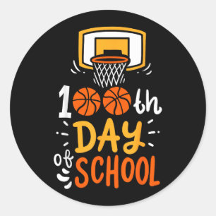100 Days Of School Basball Classic Round Sticker