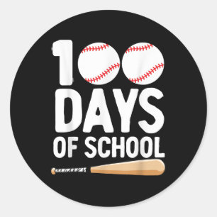 100 Days Of School Baseball 100th Day For Boys Classic Round Sticker