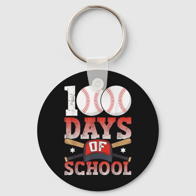 100 Days Of School Baseball 100th Day For Student Key Ring (Front)