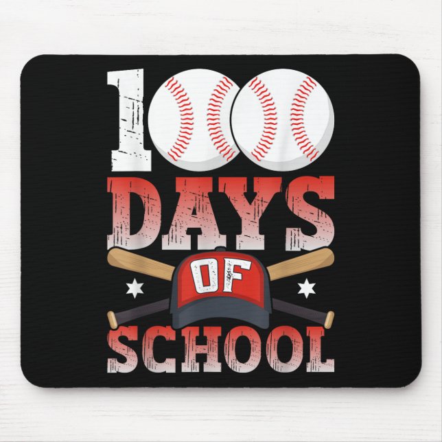 100 Days Of School Baseball 100th Day For Student Mouse Pad (Front)