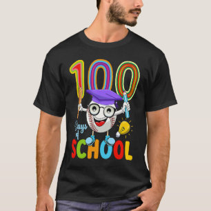 100 Days Of School Baseball 100th Day  Kids Teache T-Shirt