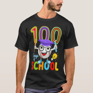100 Days Of School Baseball 100th Day  Kids Teache T-Shirt