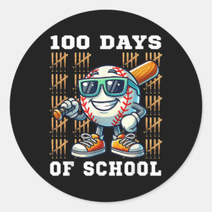 100 Days Of School Baseball 100th Day Of School Classic Round Sticker