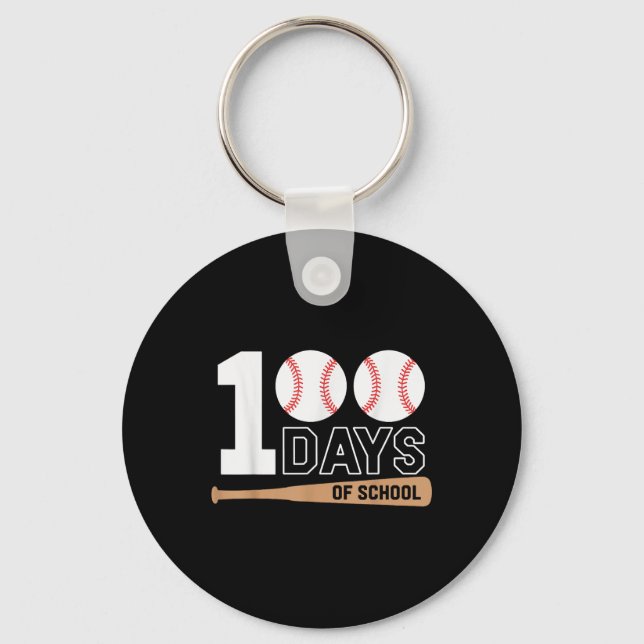 100 Days Of School Baseball 100th Day Of School Key Ring (Front)