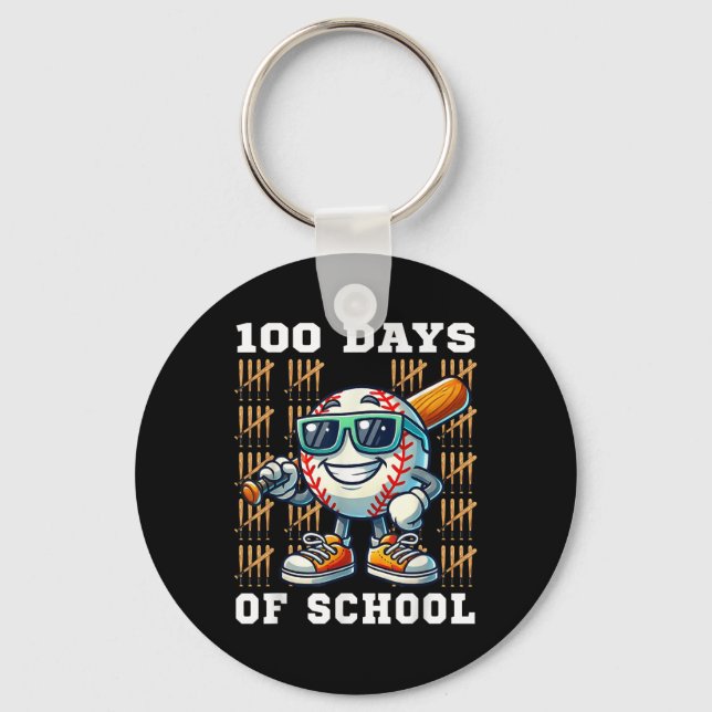 100 Days Of School Baseball 100th Day Of School Key Ring (Front)