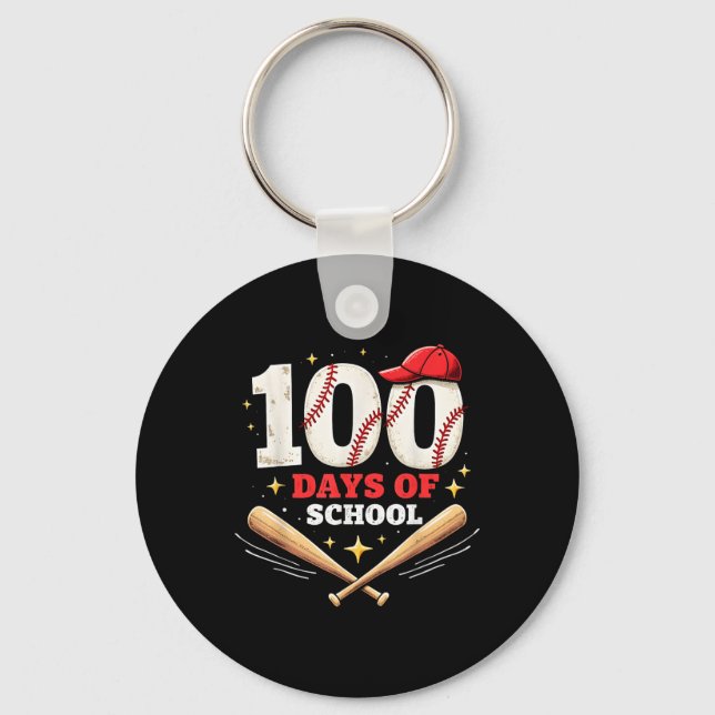100 Days Of School Baseball 100th Day Of School Key Ring (Front)