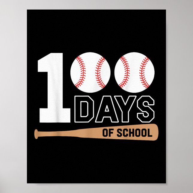 100 Days Of School Baseball 100th Day Of School Poster (Front)