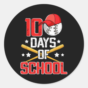 100 Days Of School Baseball 100th Day School Boys Classic Round Sticker