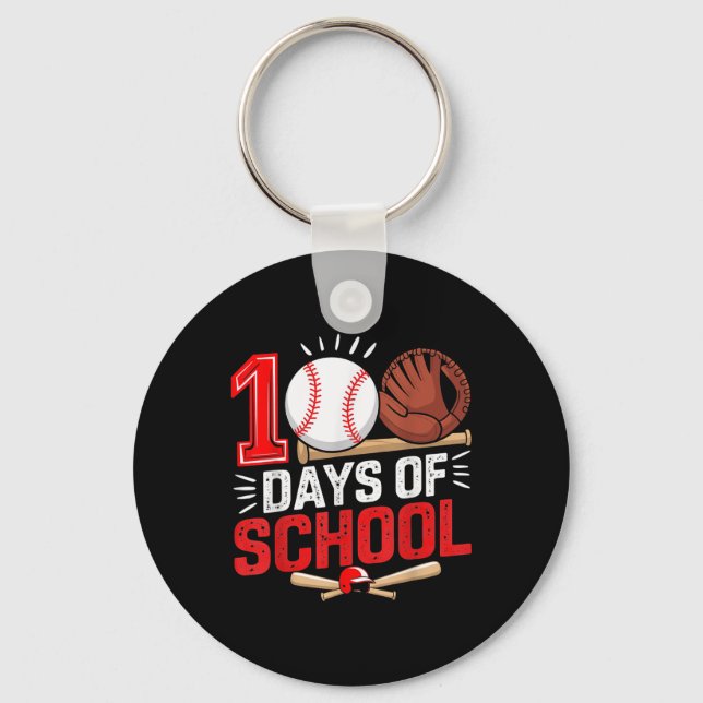 100 Days Of School Baseball 100th Day Student Key Ring (Front)
