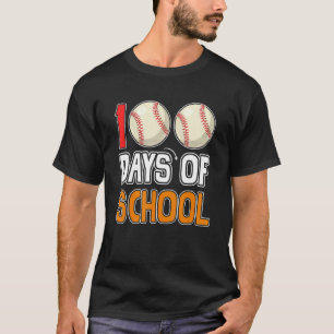 100 Days Of School Baseball Ball 100 Days Smarter T-Shirt