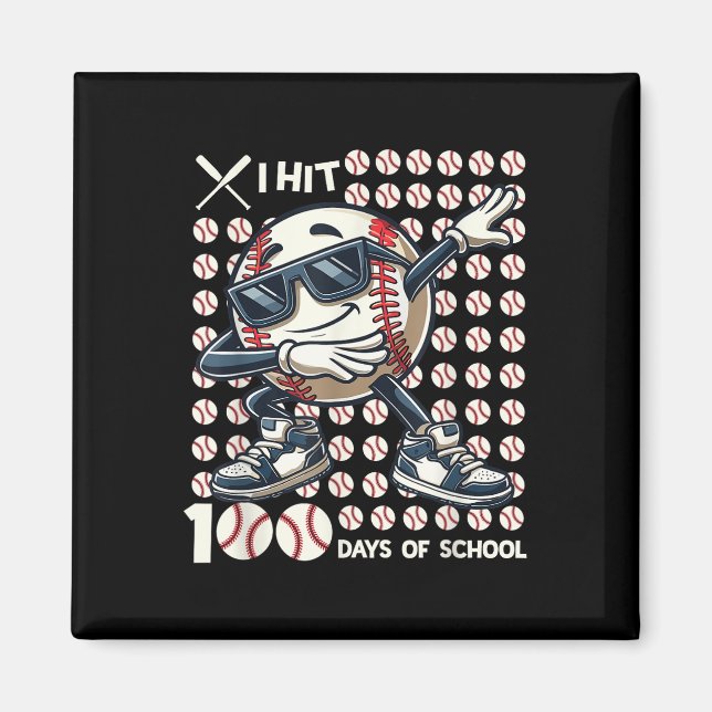 100 Days Of School Baseball Bat 100th Day Of Magnet (Front)