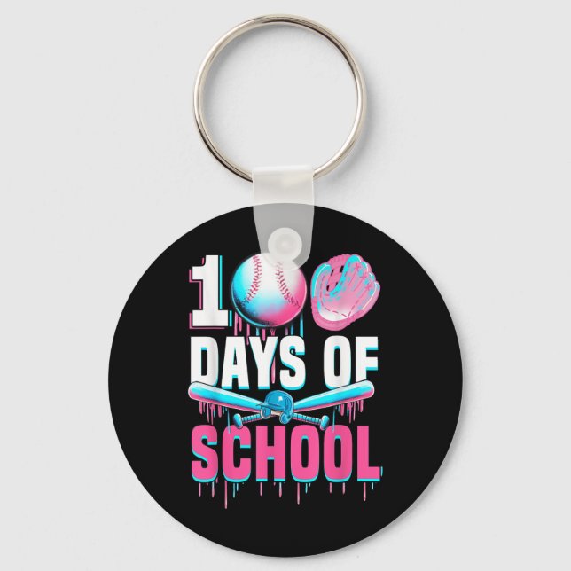 100 Days Of School Baseball Bat Drip 100th Day Of Key Ring (Front)