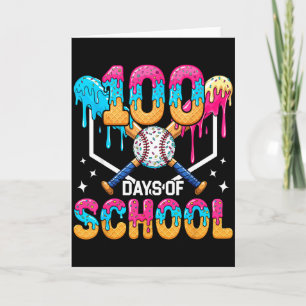 100 Days Of School Baseball Boys Ice Cream Drip 10 Card