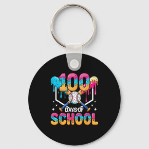 100 Days Of School Baseball Boys Ice Cream Drip 10 Key Ring