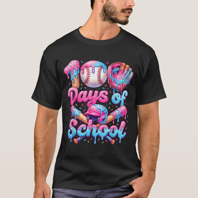 100 Days Of School Baseball Boys Kids _1  T-Shirt (Front)