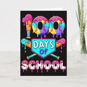 100 Days Of School Baseball Boys Kids Card
