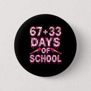100 Days Of School Baseball Boys Six Seven Drip 10 6 Cm Round Badge
