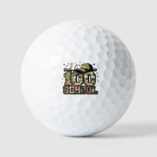 100 Days of School Baseball Camo Boys Kids T-Shirt Golf Balls