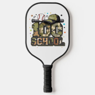 100 Days of School Baseball Camo Boys Kids T-Shirt Pickleball Paddle