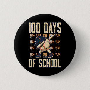 100 Days Of School Baseball Dab 100th Day Boys 6 Cm Round Badge