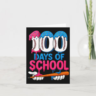100 Days Of School Baseball Drip Bat 100th Day Of  Card