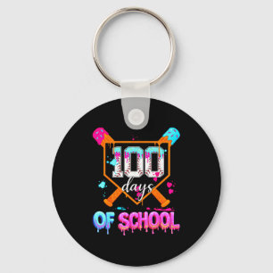 100 Days Of School Baseball Drip Happy 100th Day O Key Ring