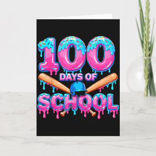 100 Days Of School Baseball Dripping Ice Cream 100 Card
