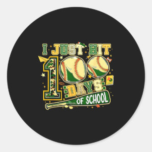 100 Days Of School Baseball I Just Hit 100 Days Bo Classic Round Sticker