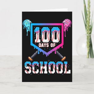 100 Days Of School Baseball Ice Cream Drip 100th D Card