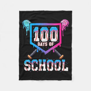 100 Days Of School Baseball Ice Cream Drip 100th D Fleece Blanket