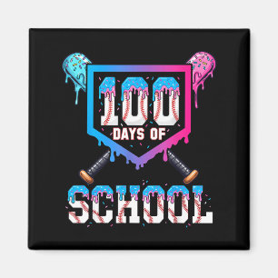 100 Days Of School Baseball Ice Cream Drip 100th D Magnet