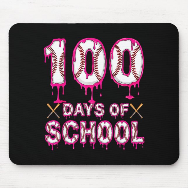 100 Days Of School Baseball Ice Cream Drip 100th D Mouse Pad (Front)