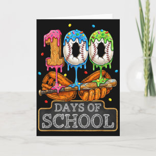 100 Days Of School Baseball Ice Cream Drip Student Card