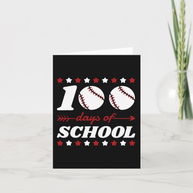 100 Days Of School Baseball Lovers  Card (Front)