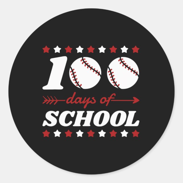 100 Days Of School Baseball Lovers  Classic Round Sticker (Front)