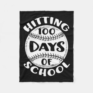 100 Days Of School Baseball Player Teacher Student Fleece Blanket