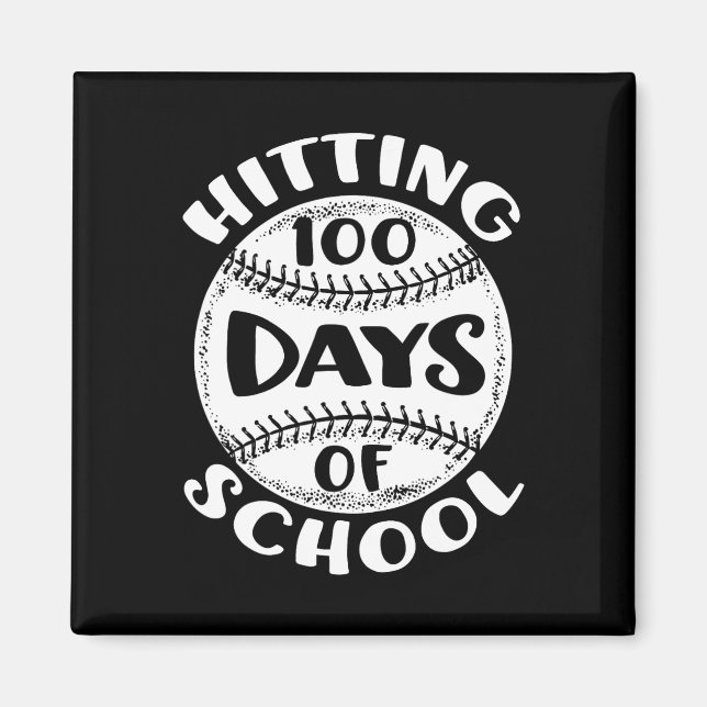 100 Days Of School Baseball Player Teacher Student Magnet (Front)