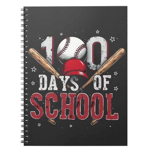 100 Days of School Baseball Sport Lovers  Notebook (Front)