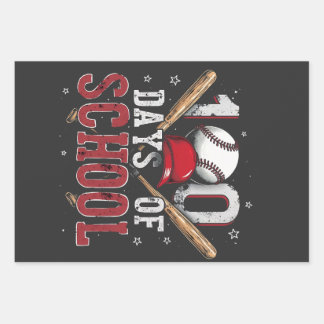 100 Days of School Baseball Sport Lovers  Wrapping Paper Sheet