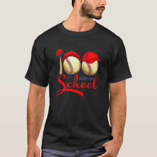 100 Days Of School Baseball Teacher Boy Girl Kids T-Shirt