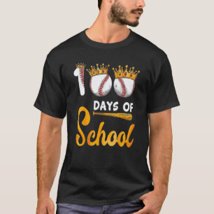 100 Days of School Baseball Teacher Kids 100th Day T-Shirt