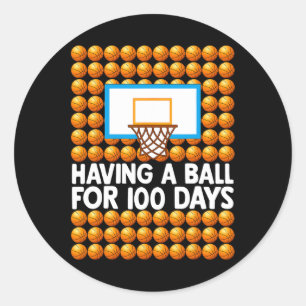 100 Days Of School Basketball 100th Day Balls For Classic Round Sticker