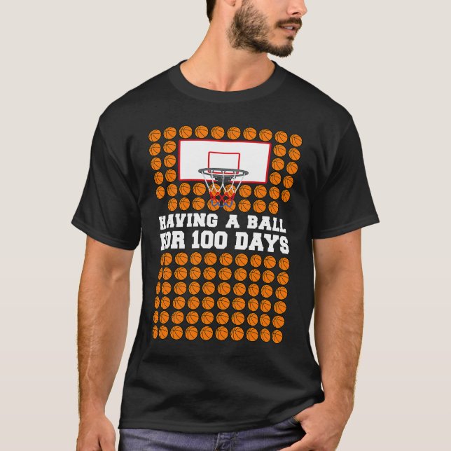 100 Days Of School Basketball 100th Day Balls  For T-Shirt (Front)